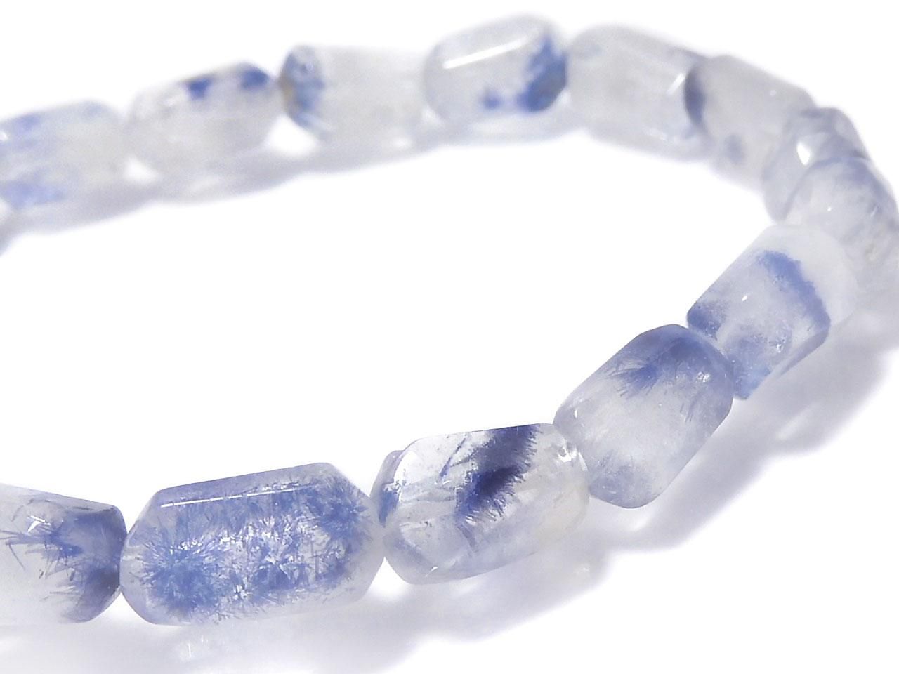 Dumortierite in Quartz Faceted Nugget 1strand beads (Bracelet) NO.17 [One of a kind]