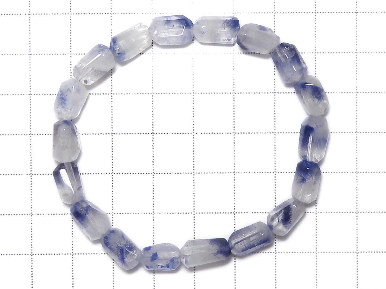 Dumortierite in Quartz Faceted Nugget 1strand beads (Bracelet) NO.17 [One of a kind]