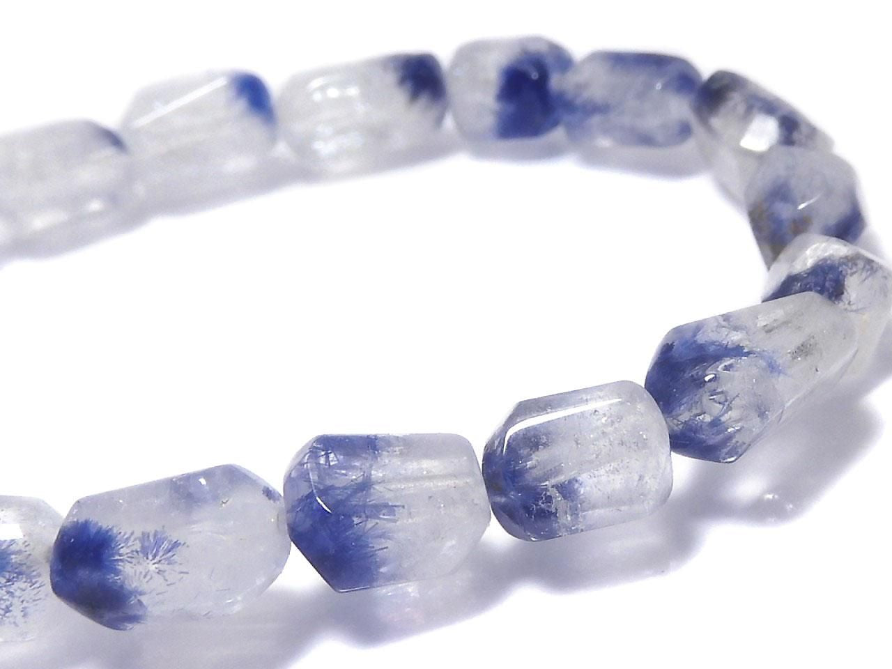 Dumortierite in Quartz Faceted Nugget 1strand beads (Bracelet) NO.18 [One of a kind]