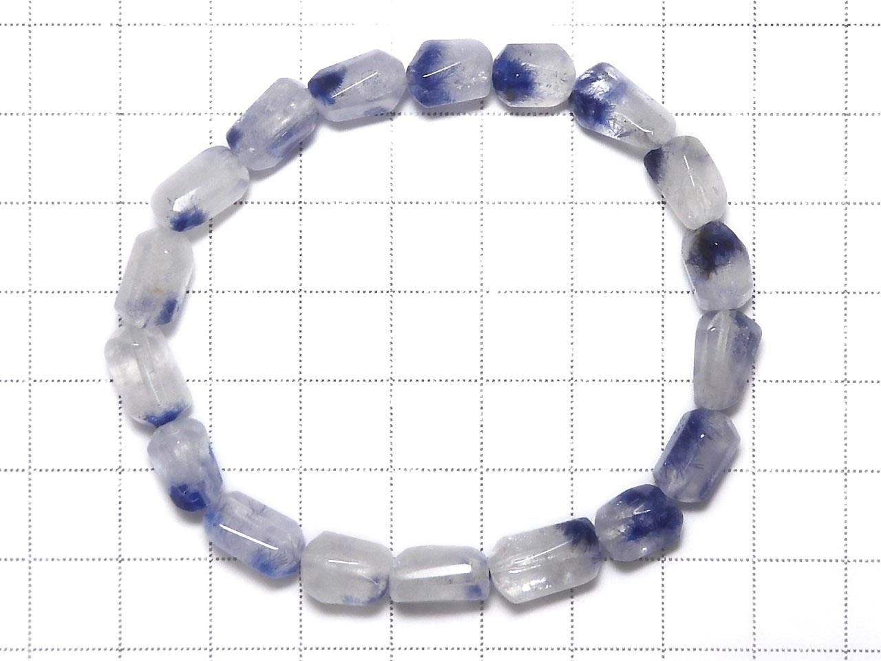 Dumortierite in Quartz Faceted Nugget 1strand beads (Bracelet) NO.18 [One of a kind]
