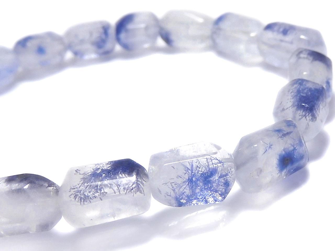 Dumortierite in Quartz Faceted Nugget 1strand beads (Bracelet) NO.19 [One of a kind]