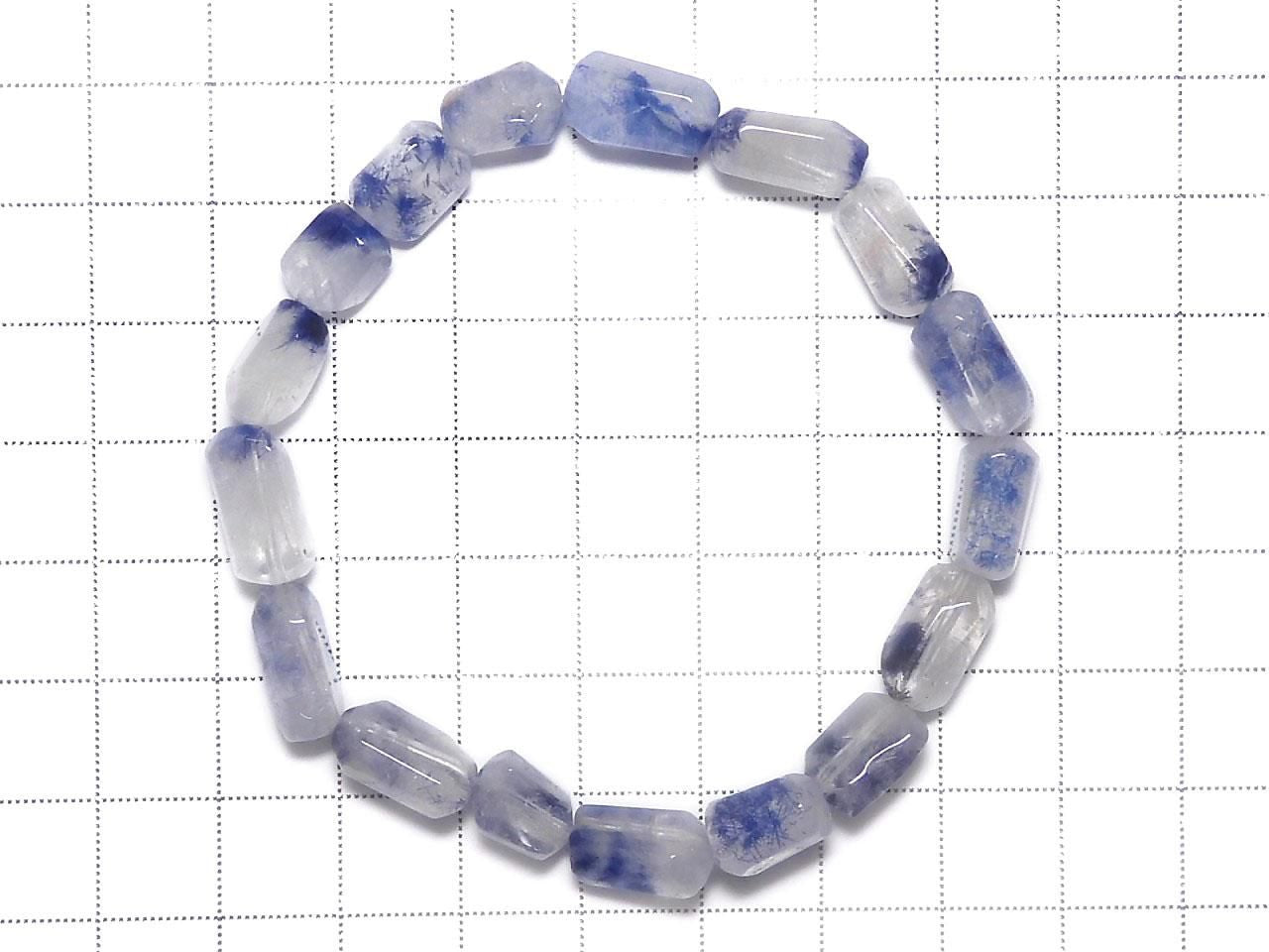 Dumortierite in Quartz Faceted Nugget 1strand beads (Bracelet) NO.19 [One of a kind]