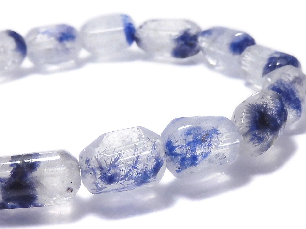 Dumortierite in Quartz Faceted Nugget 1strand beads (Bracelet) NO.20 [One of a kind]