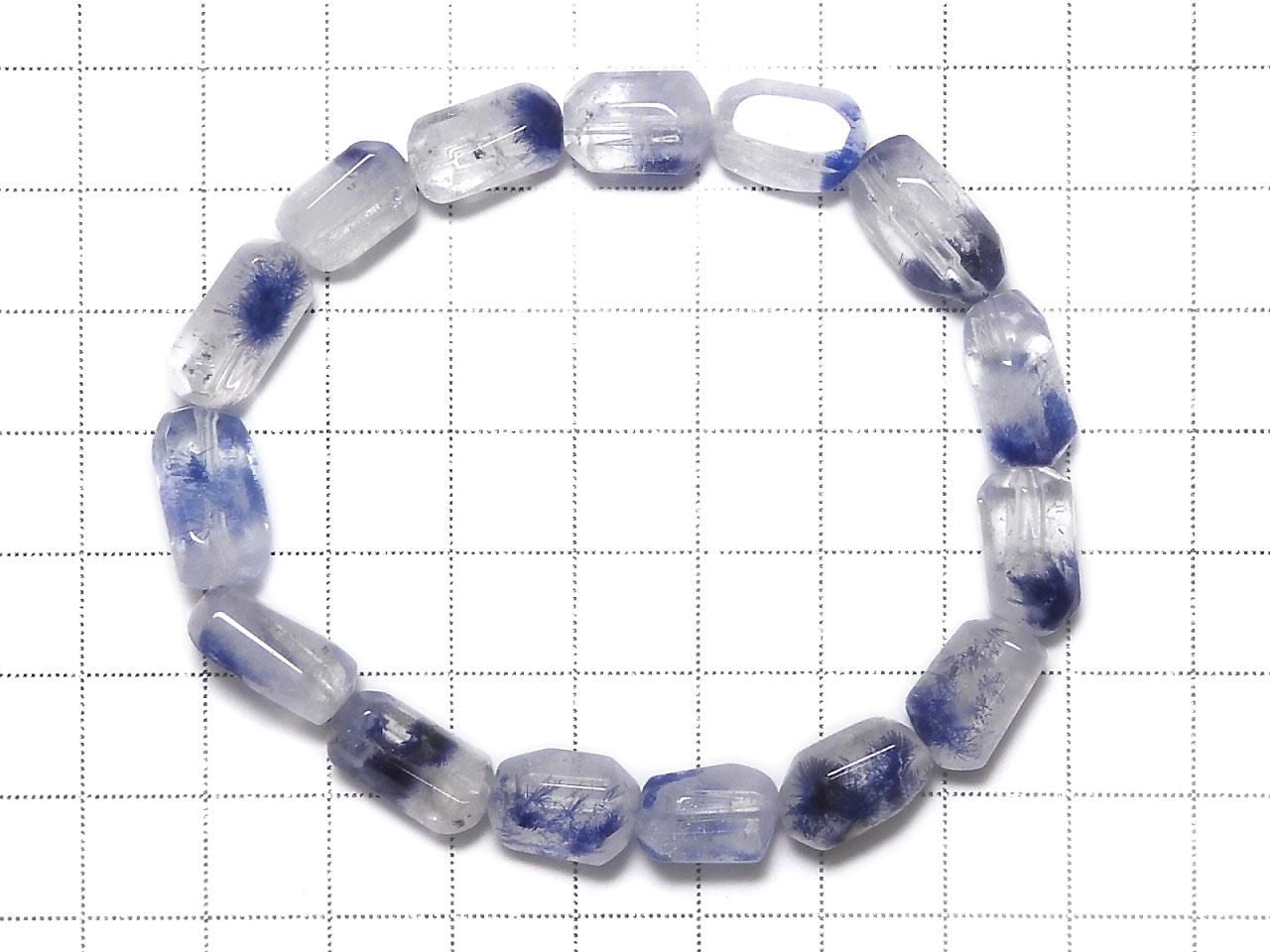 Dumortierite in Quartz Faceted Nugget 1strand beads (Bracelet) NO.20 [One of a kind]