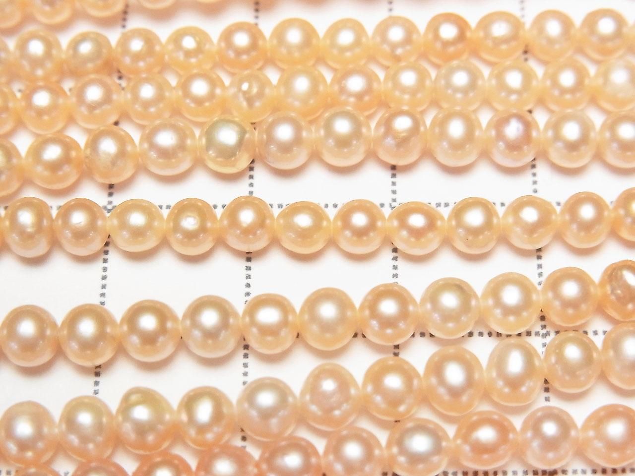 Fresh Water Pearl AA+ Potato 3.5-4mm Natural Color Orange Pink 1strand beads Beads (approx. 15 inch/36 cm)