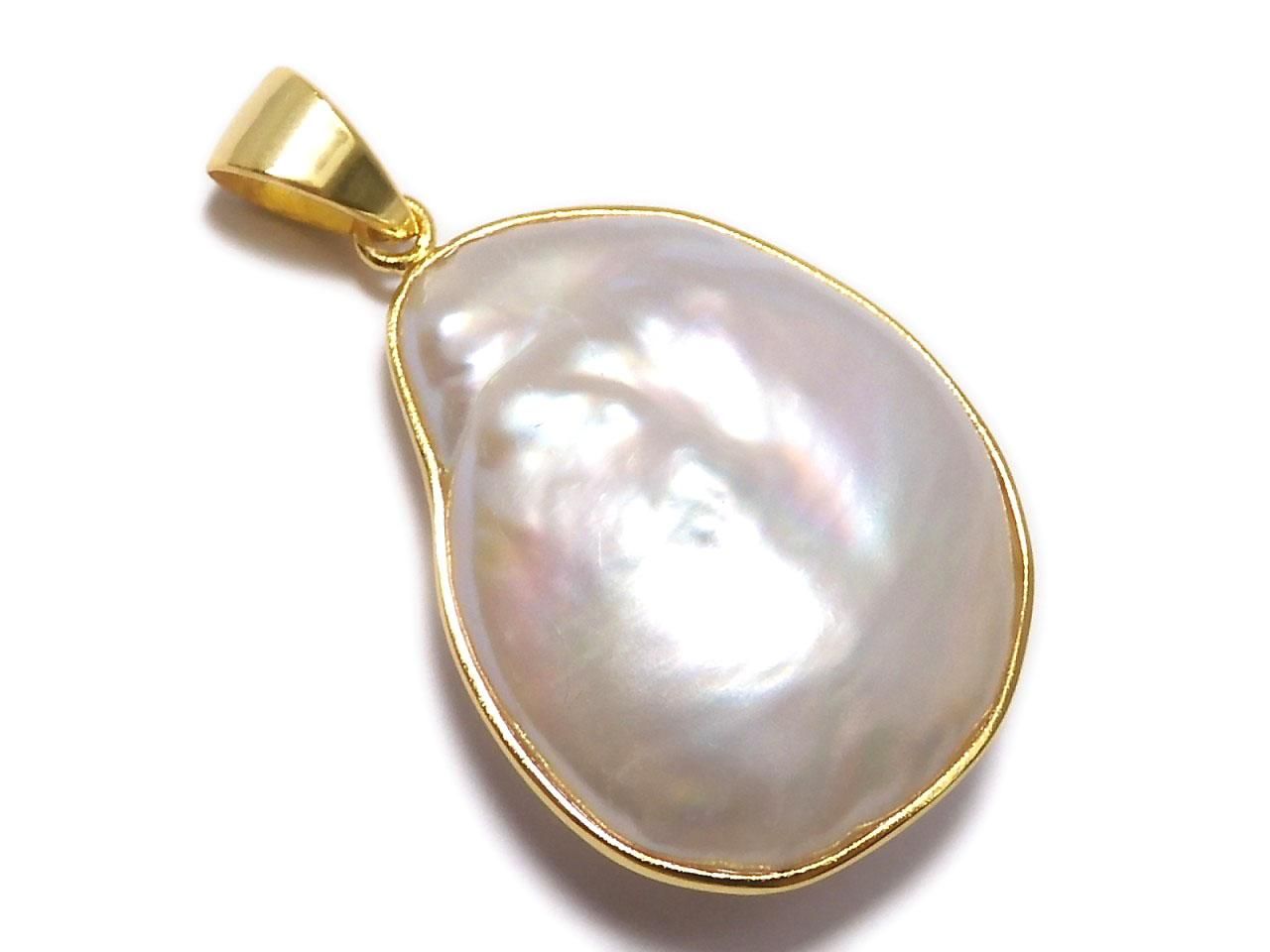 Fresh Water Pearl Keshi Pearl Pendant 18KGP NO.42 [One of a kind]