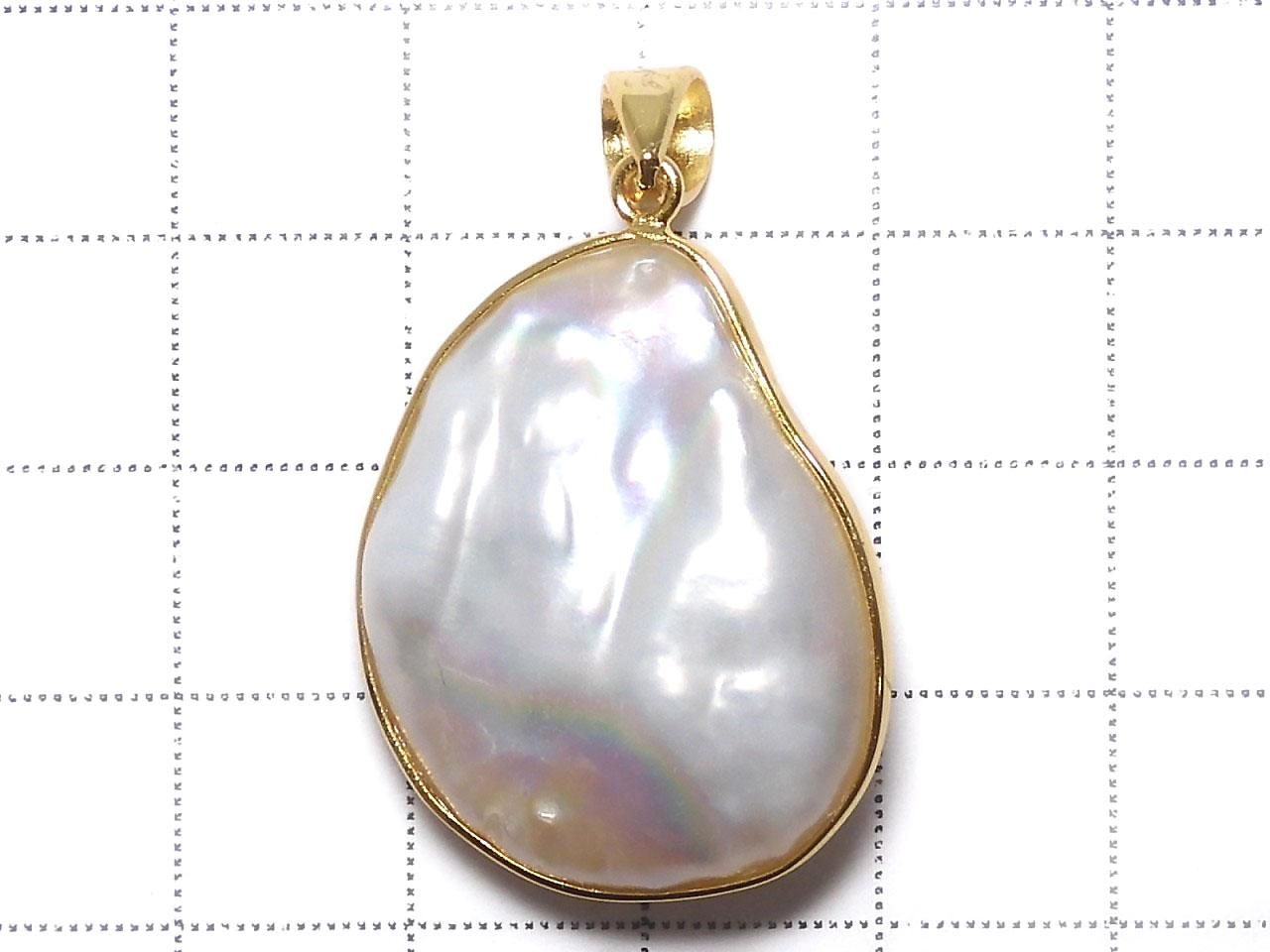 Fresh Water Pearl Keshi Pearl Pendant 18KGP NO.42 [One of a kind]