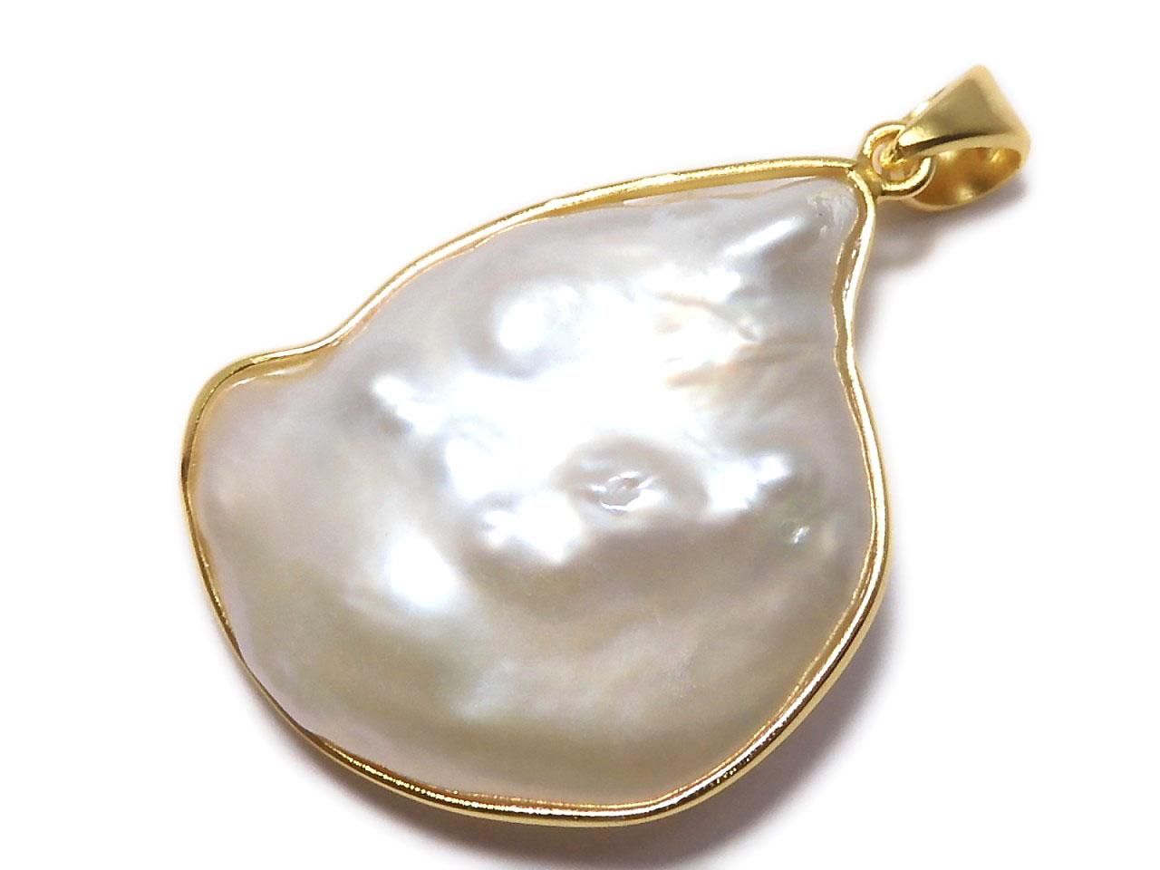 Fresh Water Pearl Keshi Pearl Pendant 18KGP NO.43 [One of a kind]