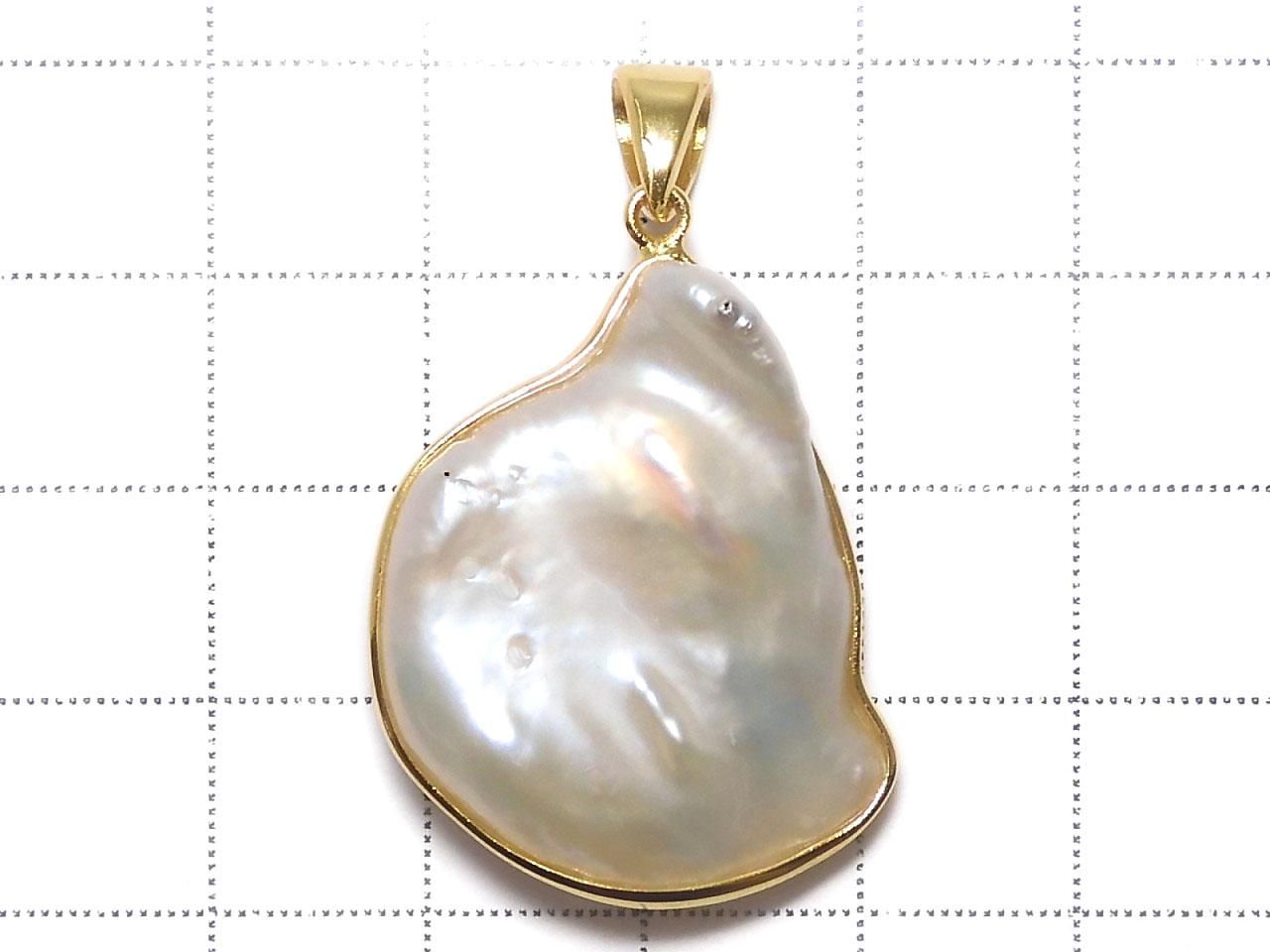 Fresh Water Pearl Keshi Pearl Pendant 18KGP NO.43 [One of a kind]