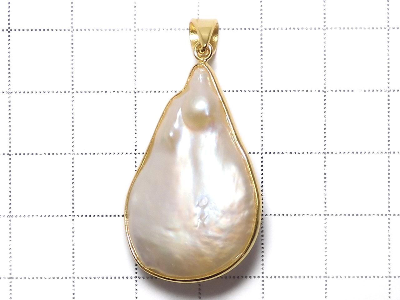 Fresh Water Pearl Keshi Pearl Pendant 18KGP NO.44 [One of a kind]