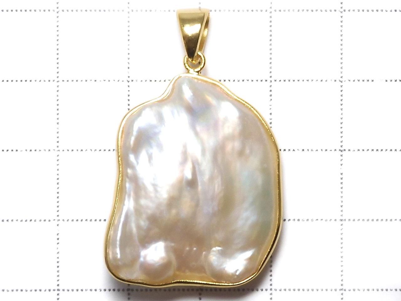 Fresh Water Pearl Keshi Pearl Pendant 18KGP NO.45 [One of a kind]