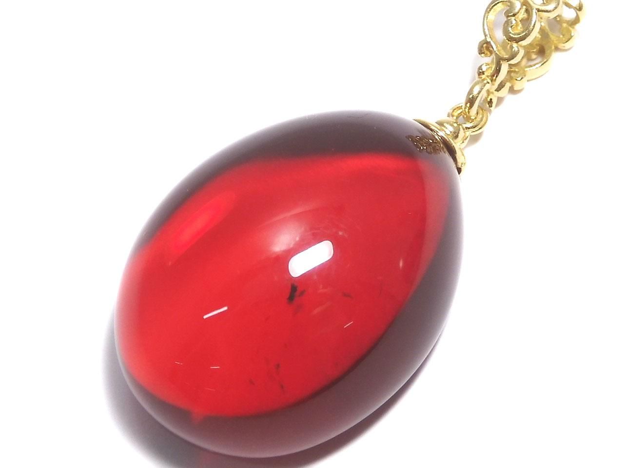 Amber Red Color Pendant 18KGP NO.10 [One of a kind]