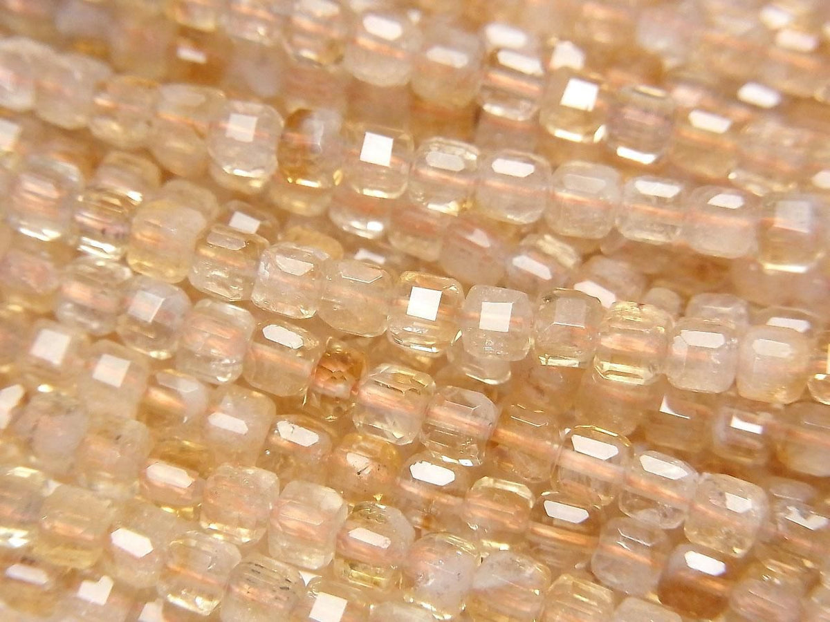 Bi-color Citrine AA+ Cube Shape 3x3x3mm 1strand beads (aprx.15inch/37cm)High Quality!