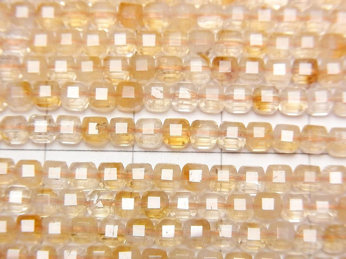Bi-color Citrine AA+ Cube Shape 3x3x3mm 1strand beads (aprx.15inch/37cm)High Quality!