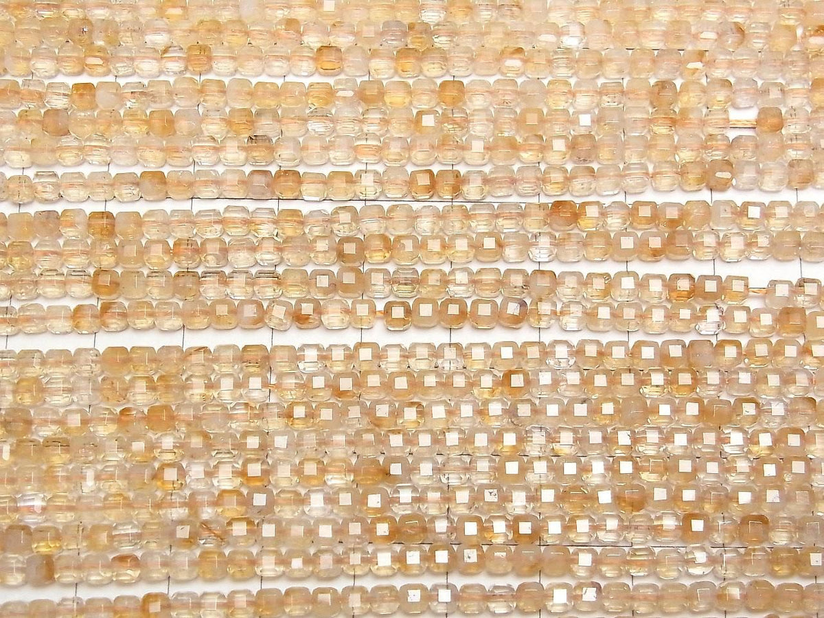 Bi-color Citrine AA+ Cube Shape 3x3x3mm 1strand beads (aprx.15inch/37cm)High Quality!