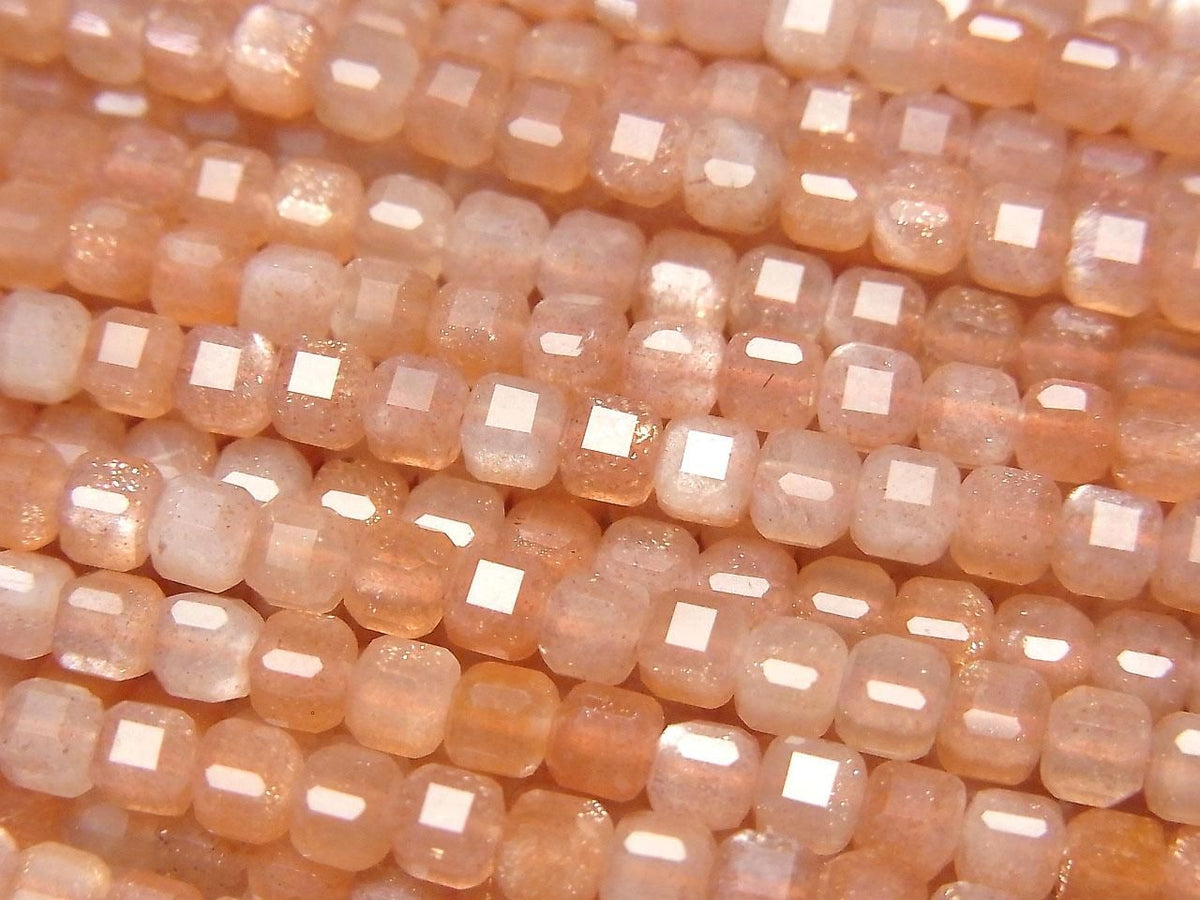 Orange Moonstone AAA- Cube Shape 3x3x3mm 1strand beads (approx. 15inch/37cm) High Quality!
