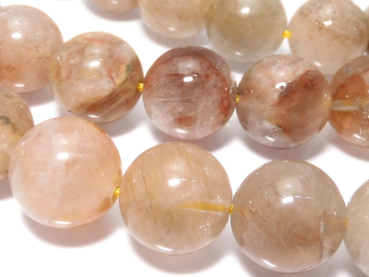 Multi color Rutilated Quartz Round 14mm 1strand beads (aprx.16inch/39cm) NO.1 [One of a kind]