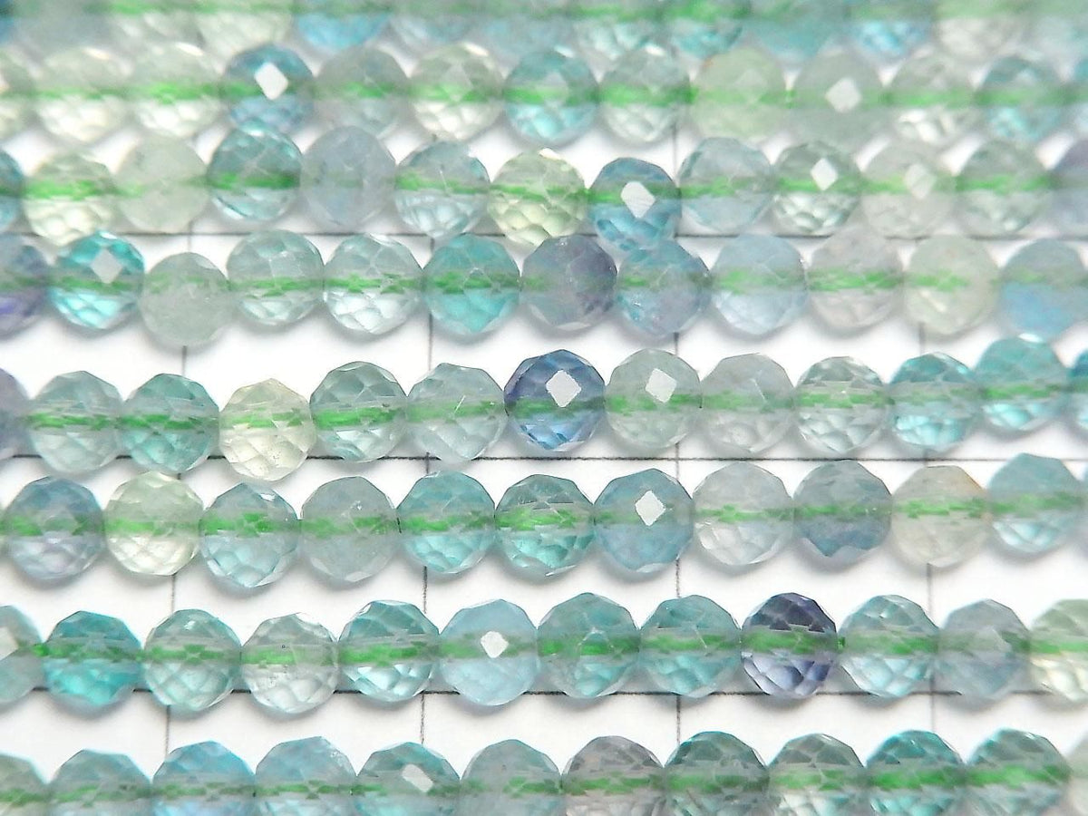 Blue-green Fluorite AAA- Faceted Round 4mm 1strand beads (approx. 15 inches/37 cm) High Quality!