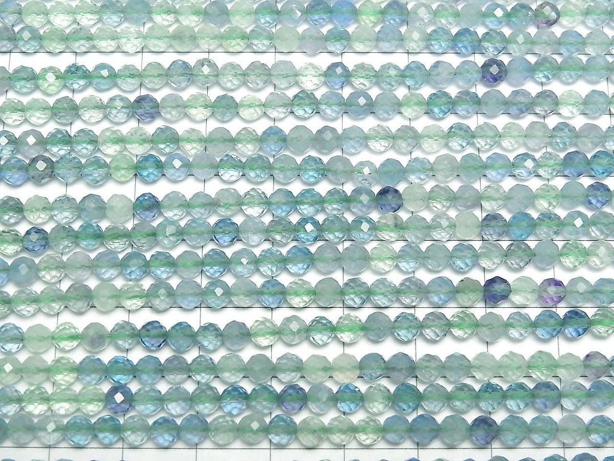 Blue-green Fluorite AAA- Faceted Round 4mm 1strand beads (approx. 15 inches/37 cm) High Quality!