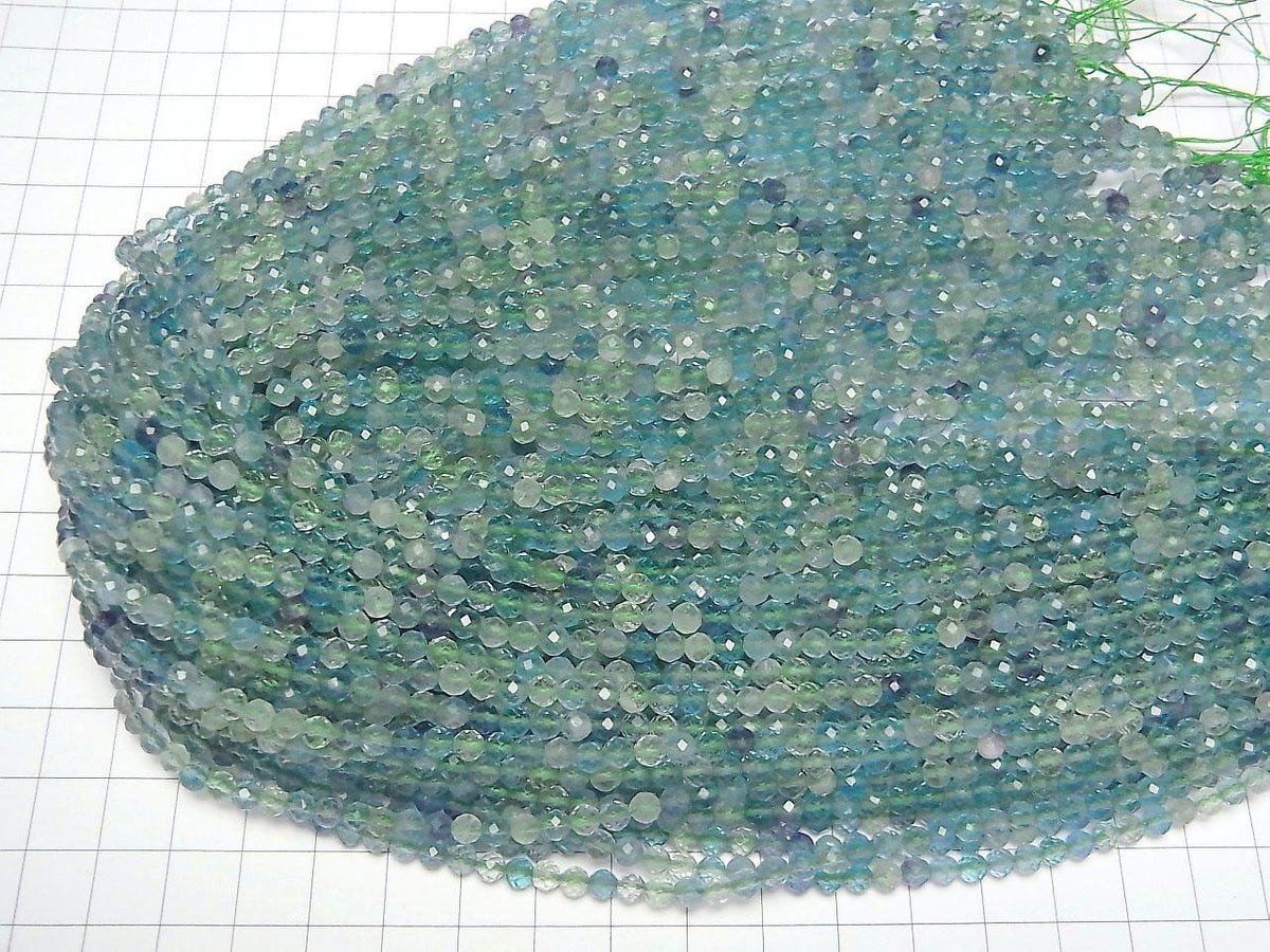 Blue-green Fluorite AAA- Faceted Round 4mm 1strand beads (approx. 15 inches/37 cm) High Quality!