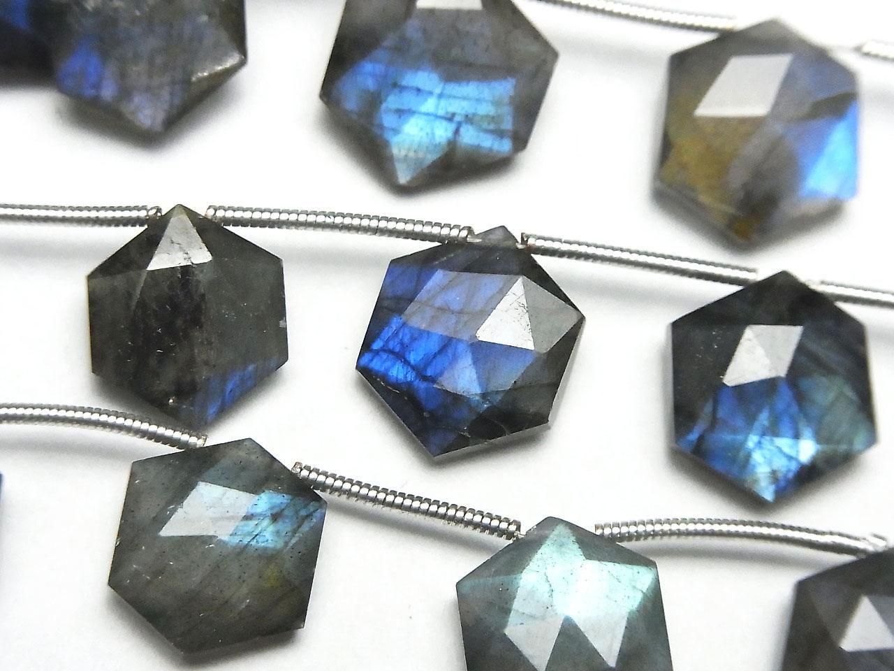 Blue Labradorite AA++ Hexagon Cut 1strand beads (8pcs)