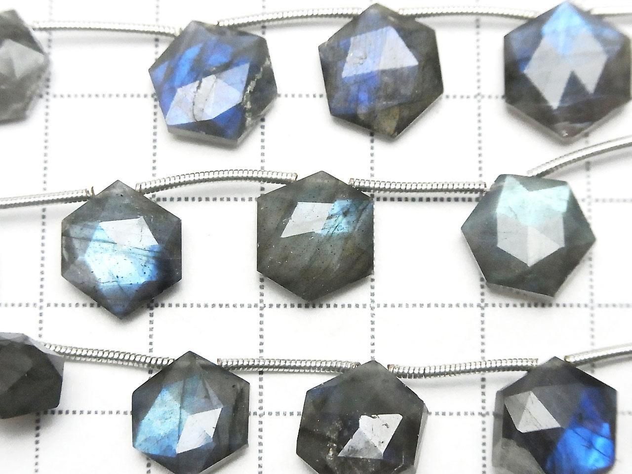 Blue Labradorite AA++ Hexagon Cut 1strand beads (8pcs)