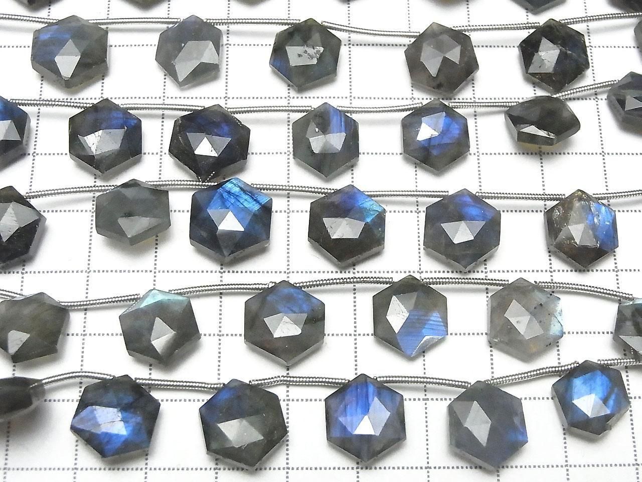 Blue Labradorite AA++ Hexagon Cut 1strand beads (8pcs)