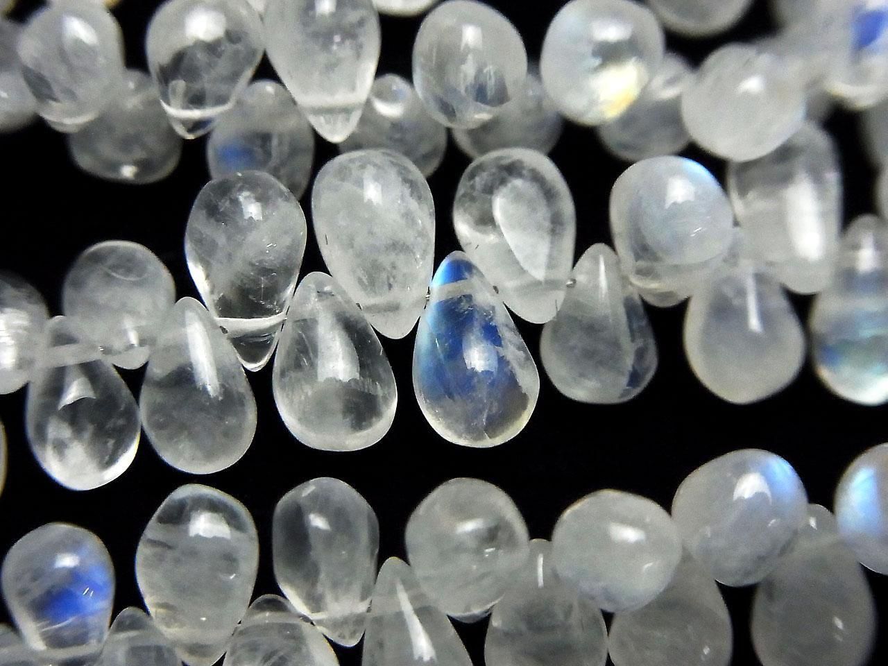 Rainbow Moonstone AA++ Drop (Smooth) Half or 1strand beads (approx. 7 inches/19 cm)
