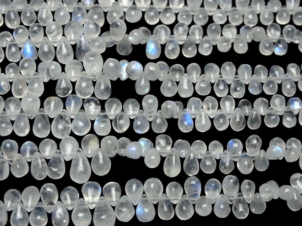 Rainbow Moonstone AA++ Drop (Smooth) Half or 1strand beads (approx. 7 inches/19 cm)