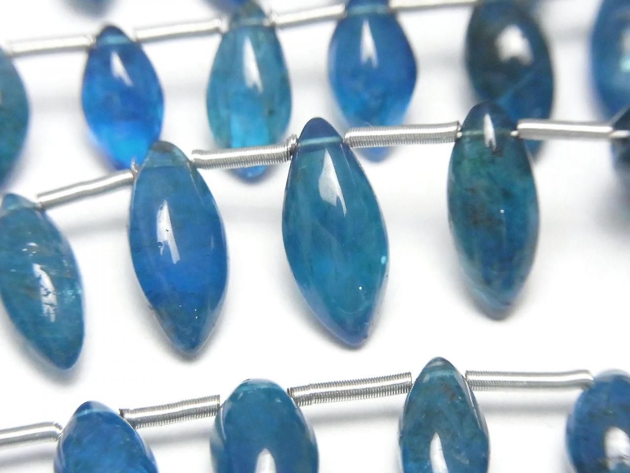 Neon Blue Apatite AA++ Marquise Rice (Smooth) half or 1strand beads beads (approx. 7 inches/18 cm)