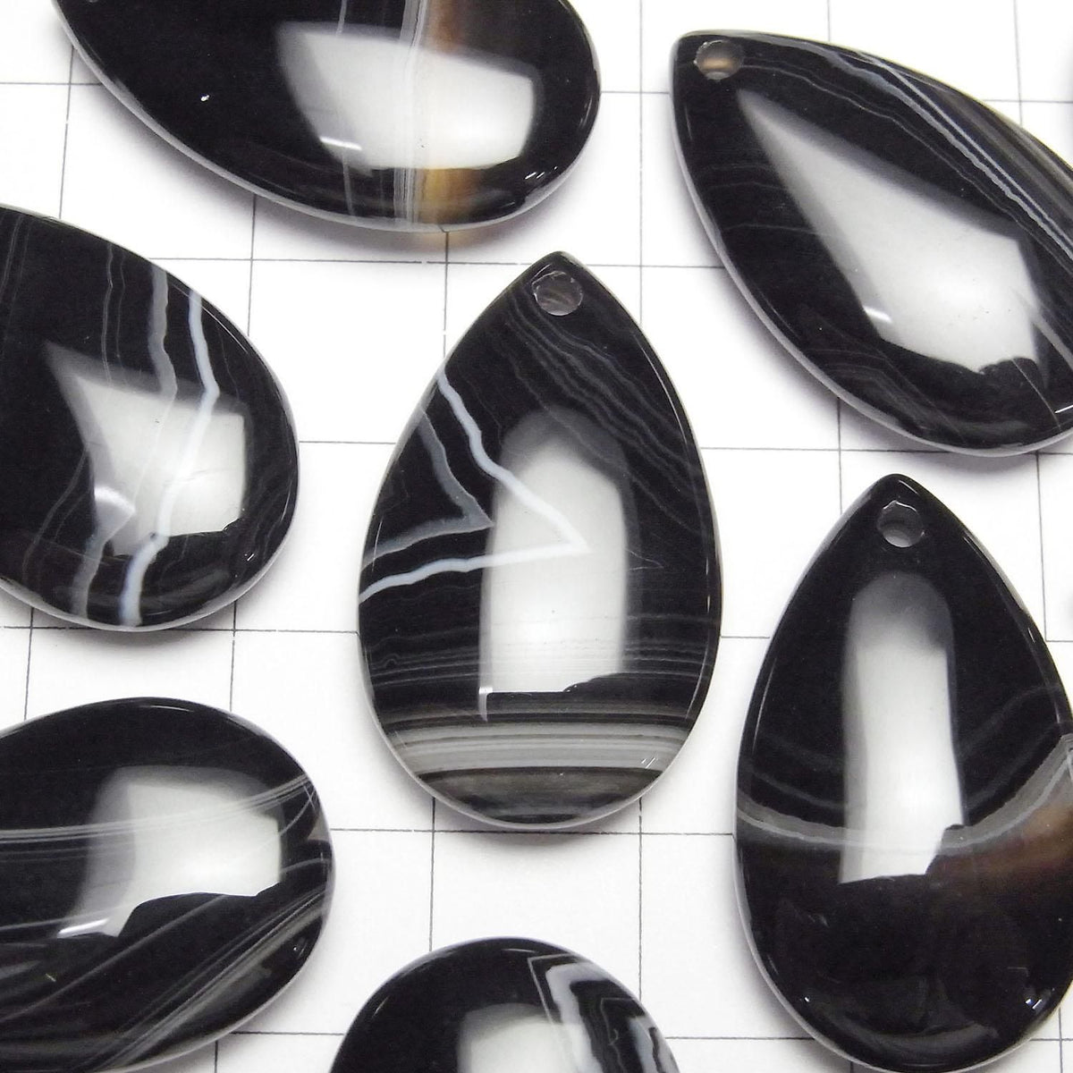Striped Onyx AAA Pear Shape 30x18mm 2pcs