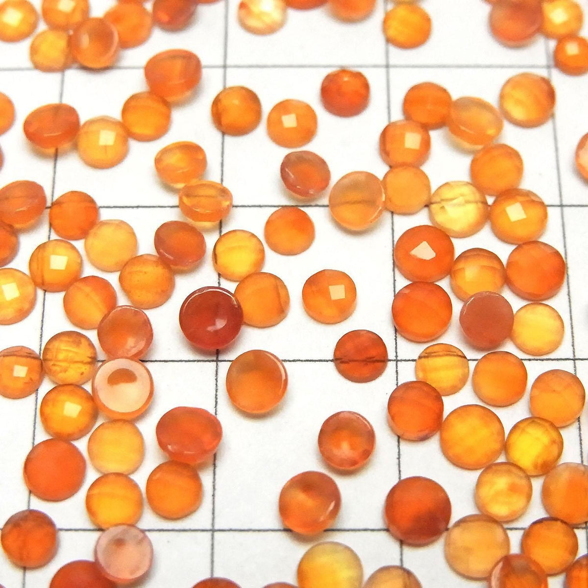 Carnelian AAA Round Faceted Cabochon 3x3mm 10pcs