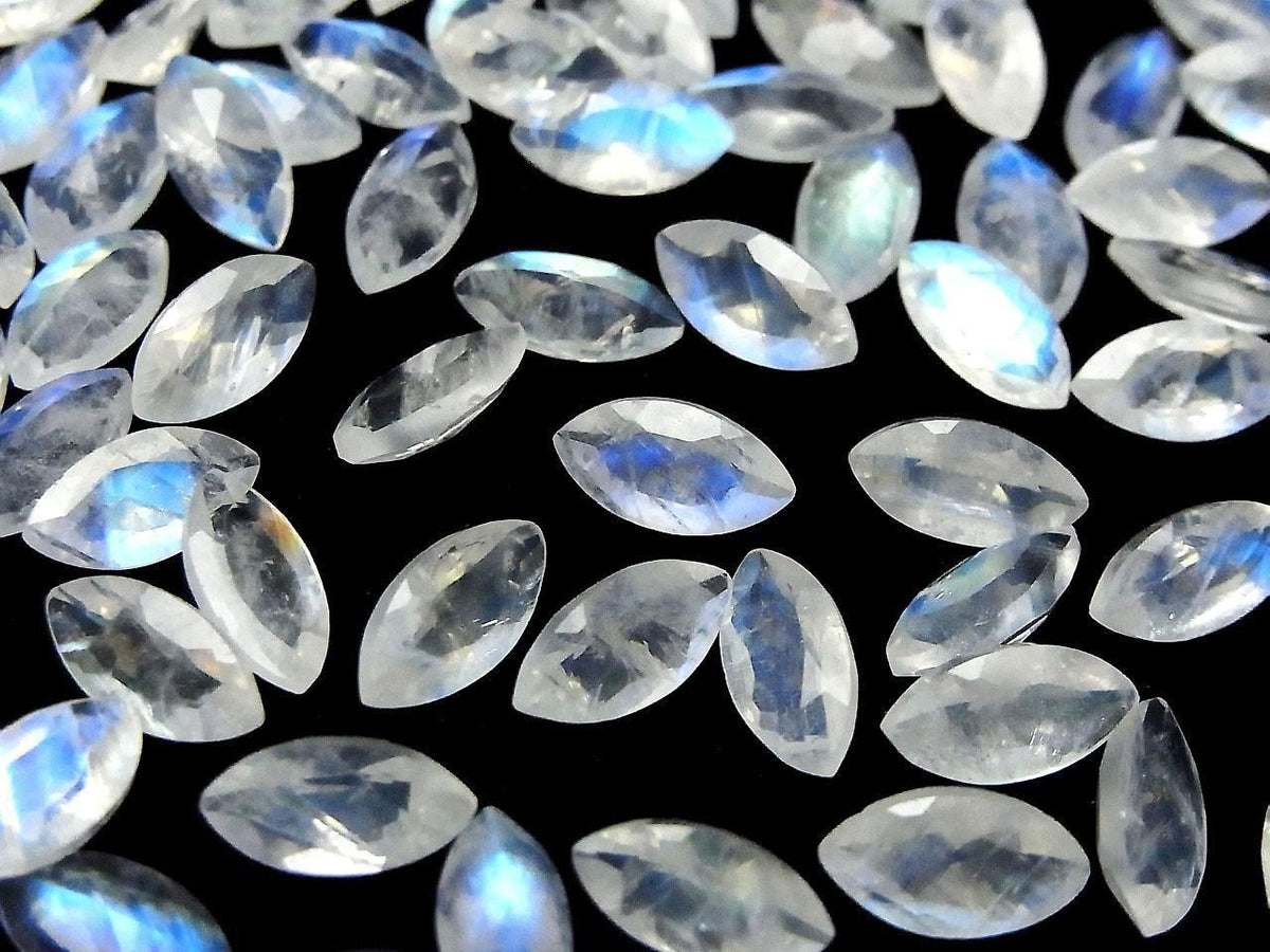 High Quality Rainbow Moonstone AAA- Loose Stone Marquise Faceted 10x5mm 3pcs