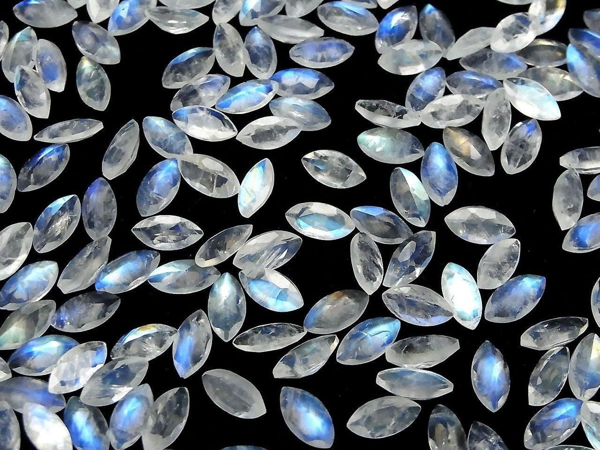 High Quality Rainbow Moonstone AAA- Loose Stone Marquise Faceted 10x5mm 3pcs