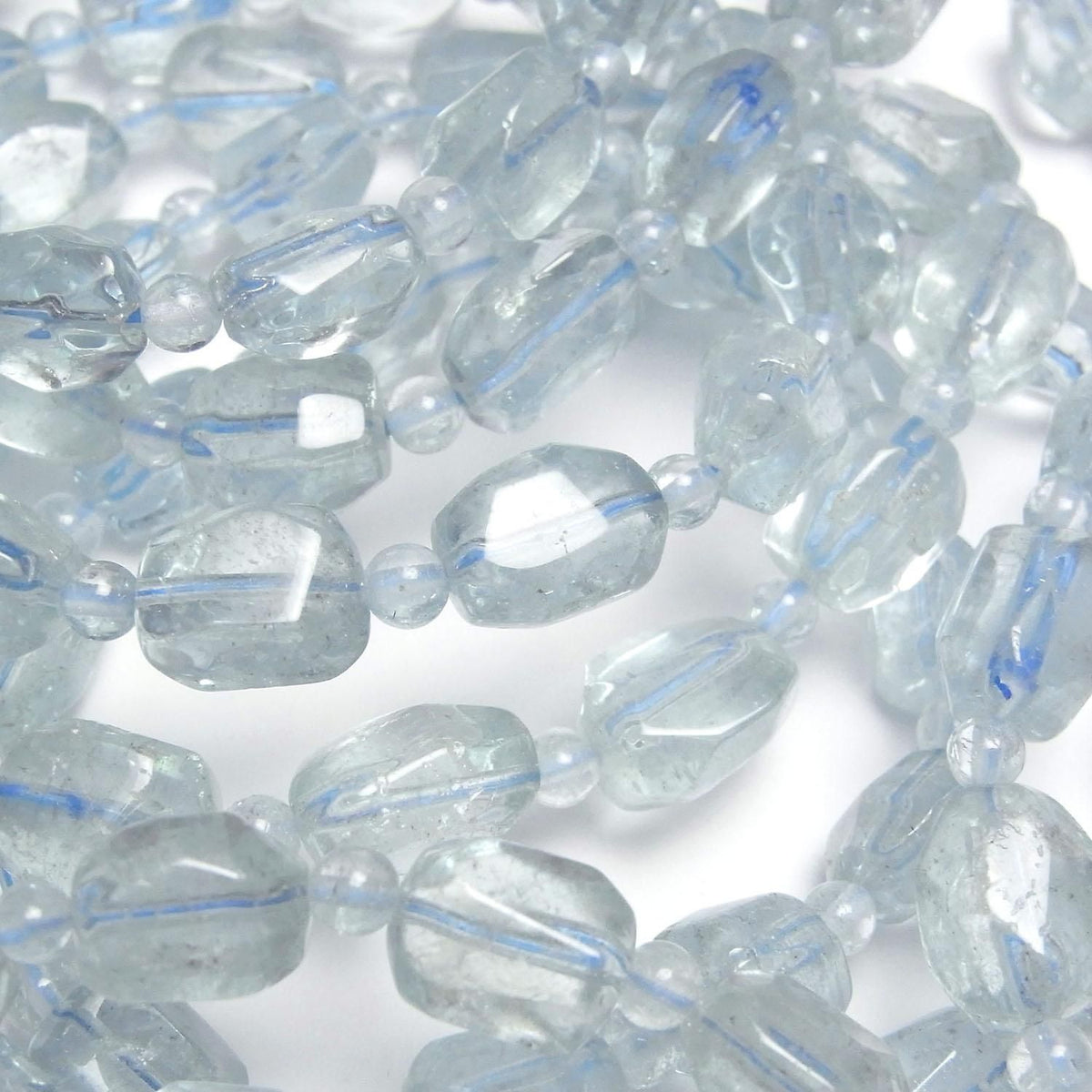 High Quality Aquamarine AAA- Faceted Nugget 1strand beads (Bracelet)
