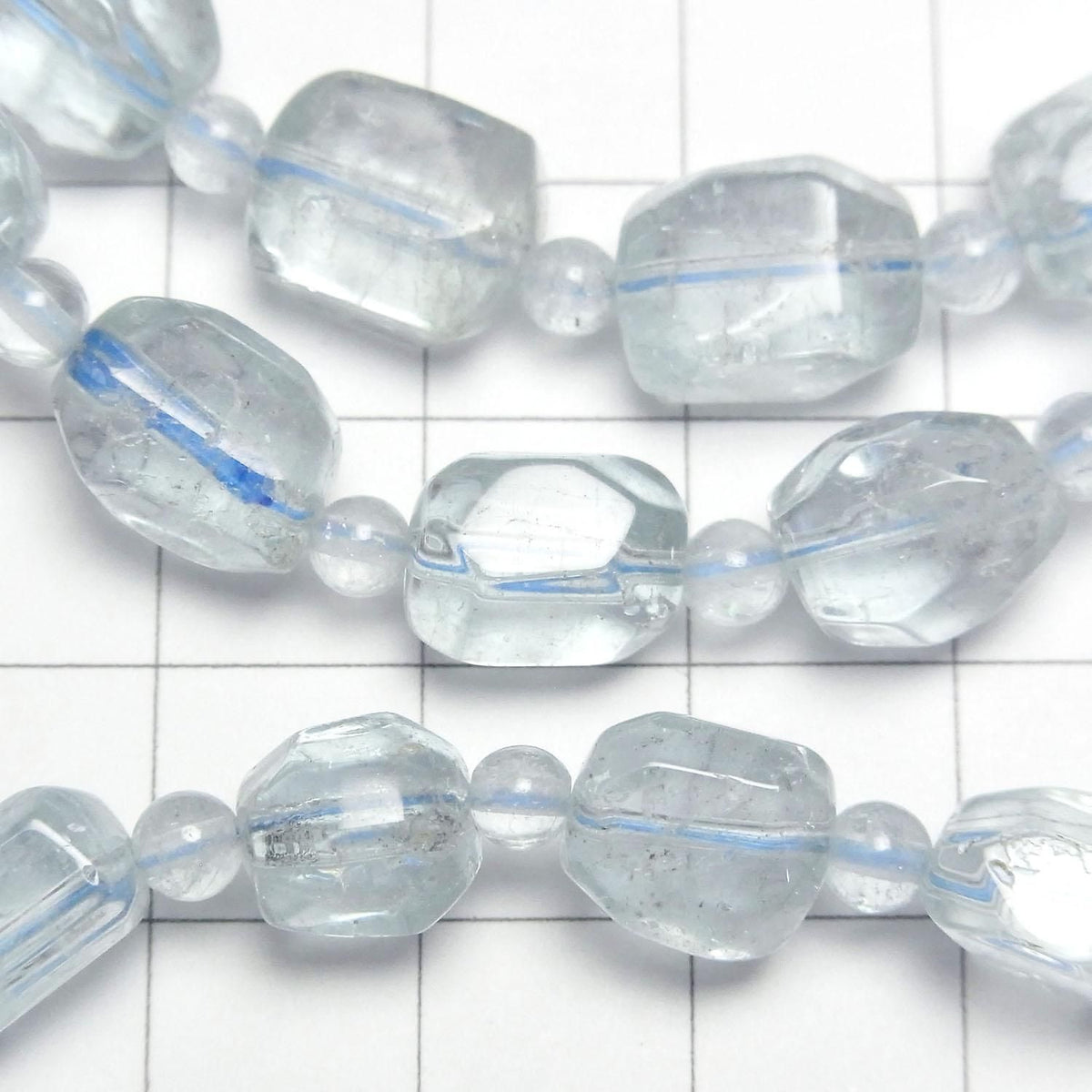 High Quality Aquamarine AAA- Faceted Nugget 1strand beads (Bracelet)