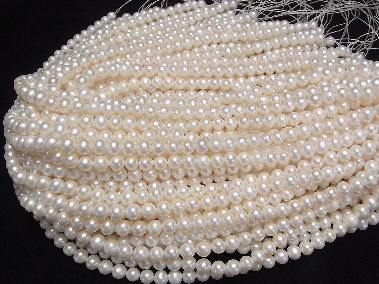 Fresh Water Pearl AA++ Potato 7-7.5mm White 1strand beads (approx. 14 inches/35 cm)