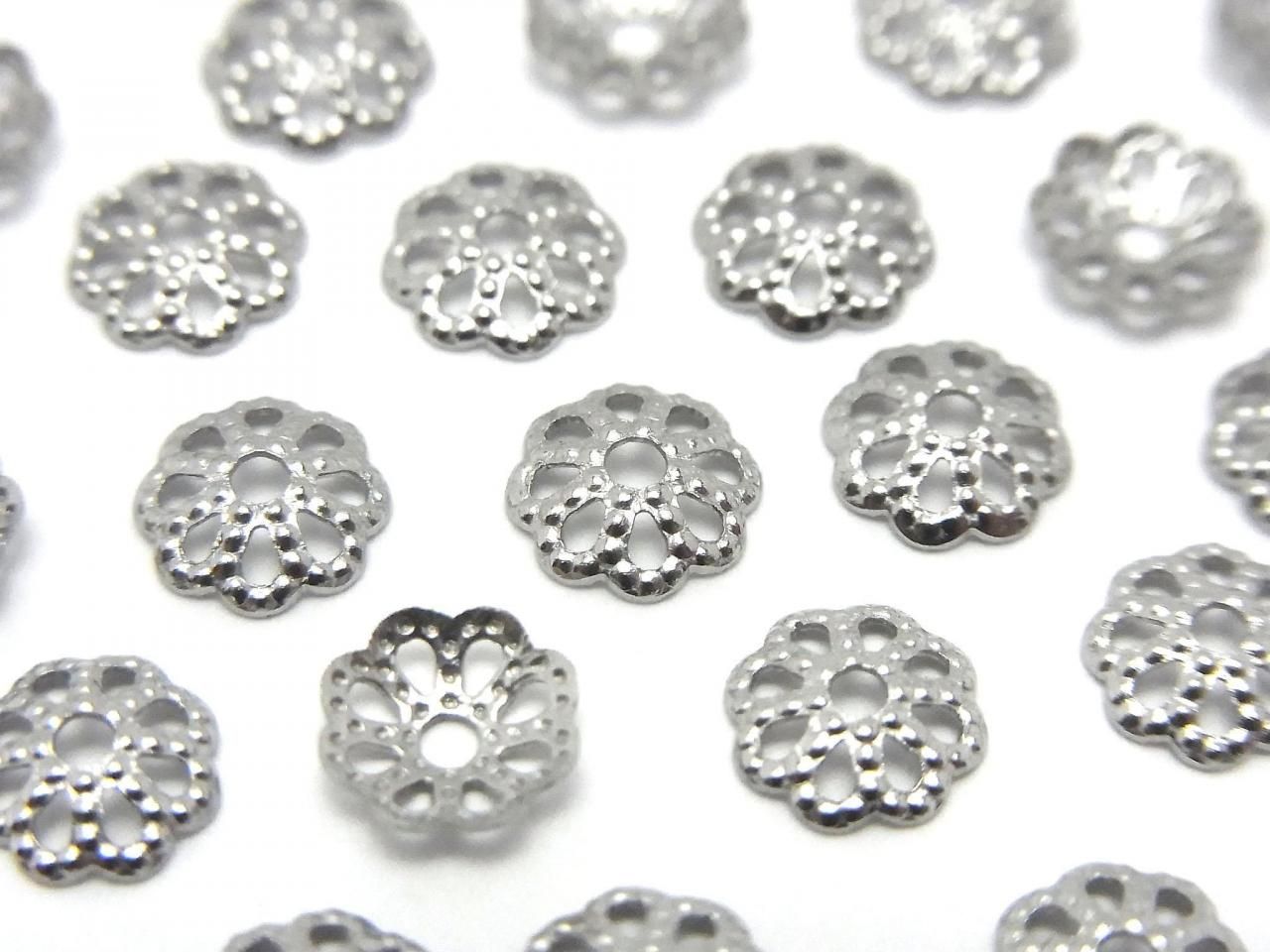 Metal Bead Caps 6x6x1.3mm Silver 10pcs