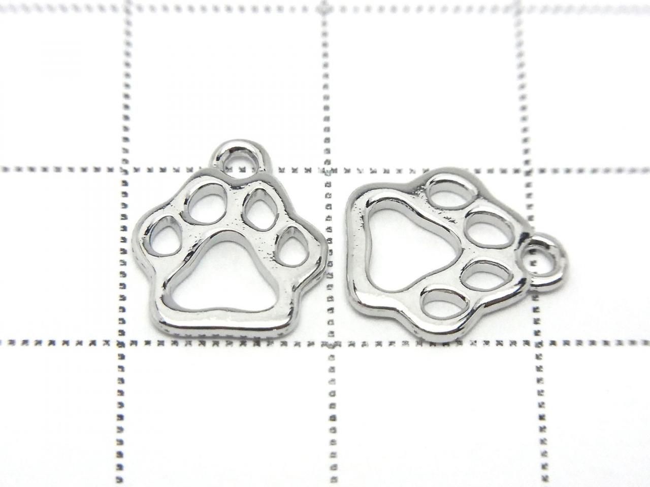 Metal Dog Paw Print Charm 11x10mm Silver 4 pcs