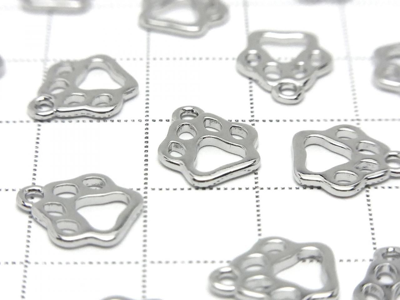 Metal Dog Paw Print Charm 11x10mm Silver 4 pcs