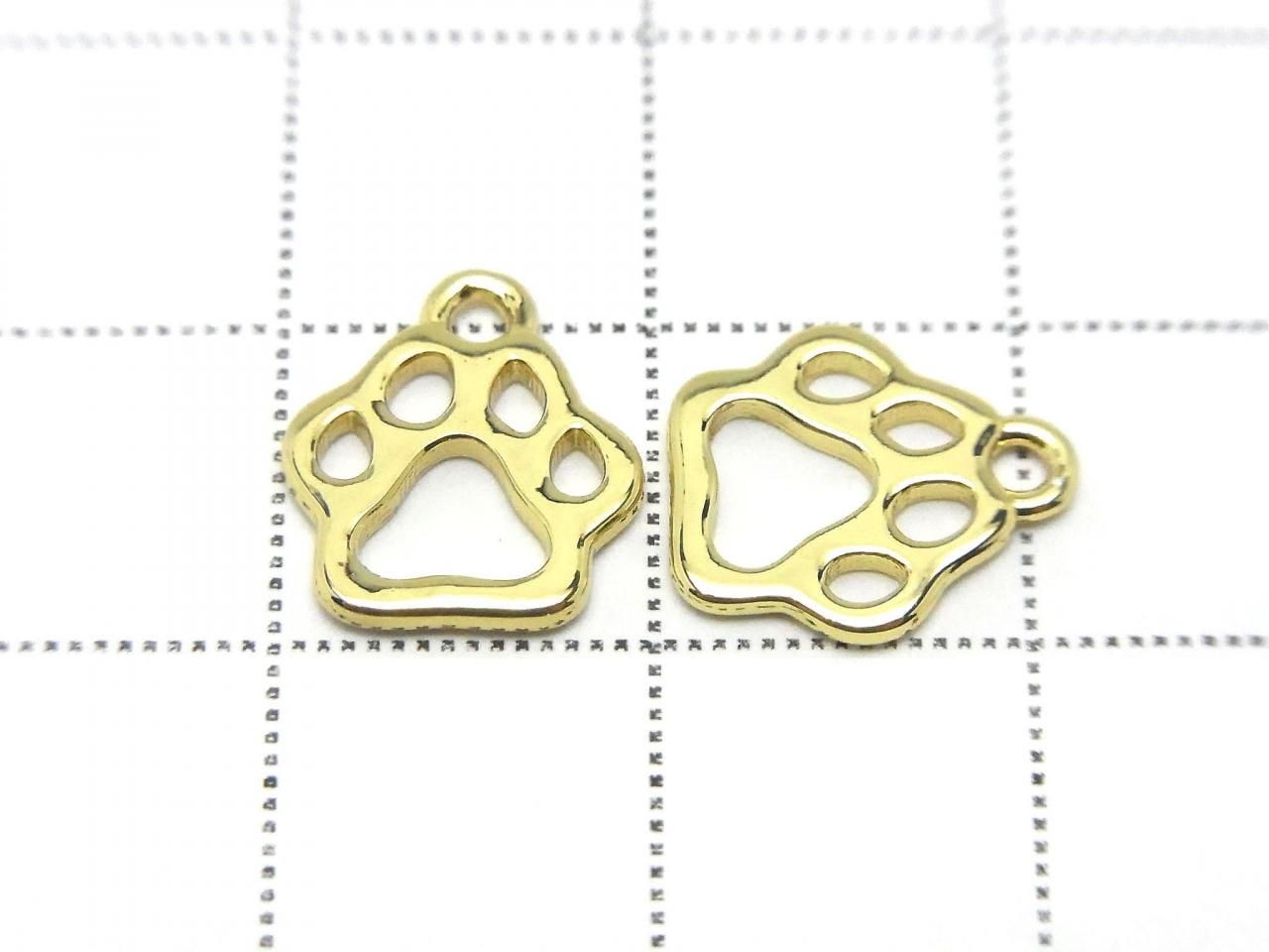 Metal Dog Paw Print Charm 11x10mm Gold 4 pcs