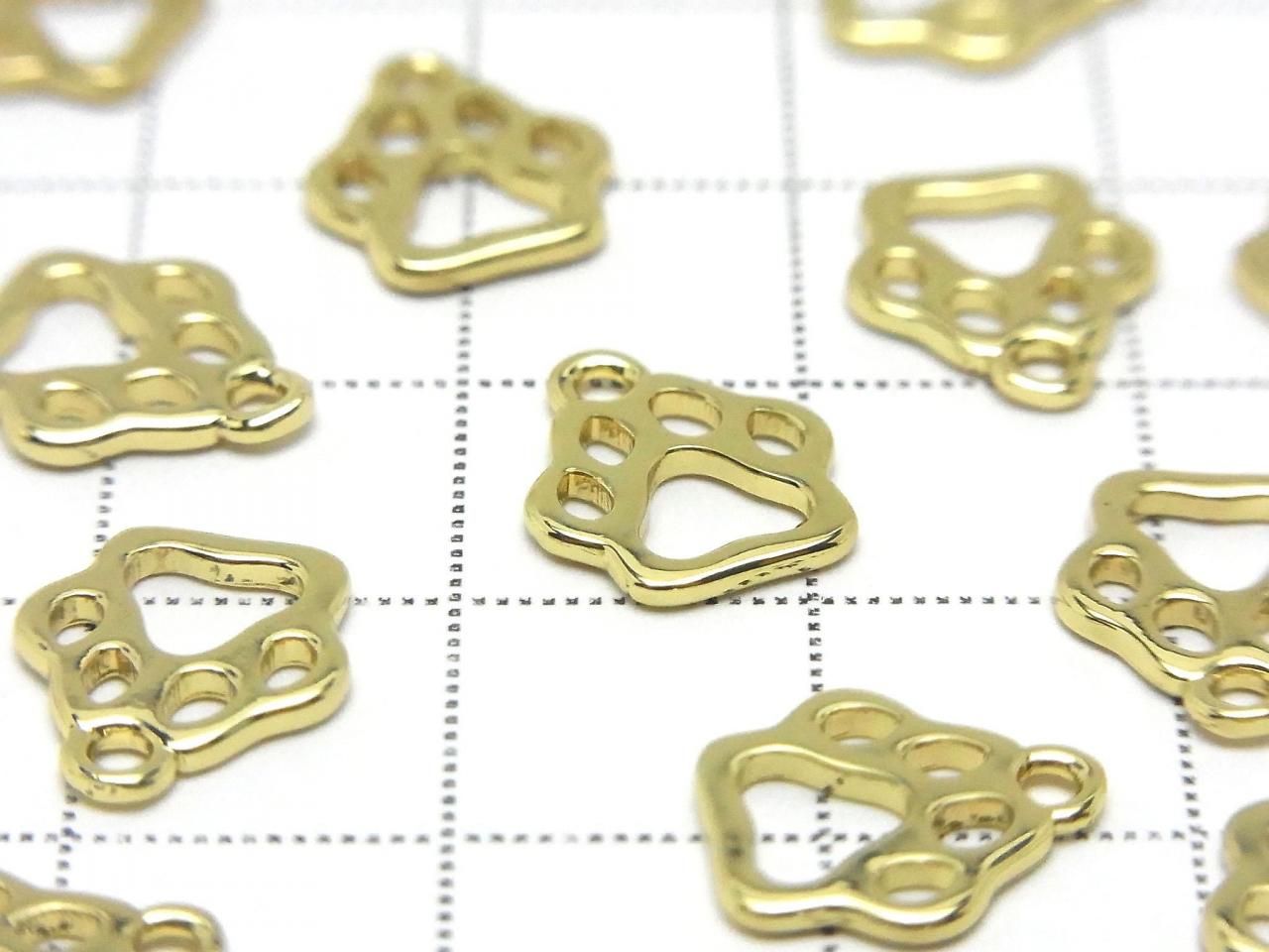 Metal Dog Paw Print Charm 11x10mm Gold 4 pcs