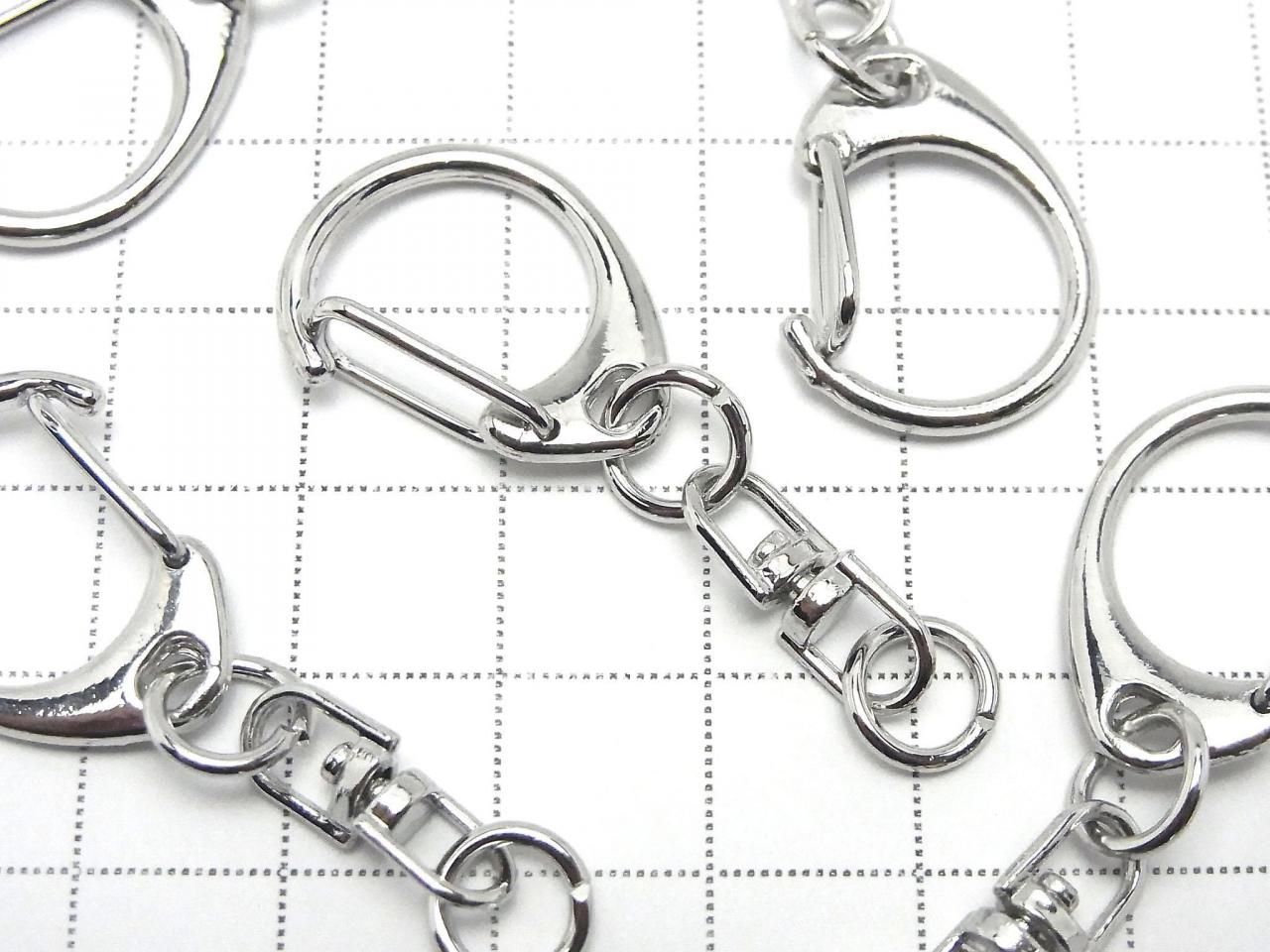 Metal parts Eggplant Ring (Keychain) [S size] Silver 3 pcs