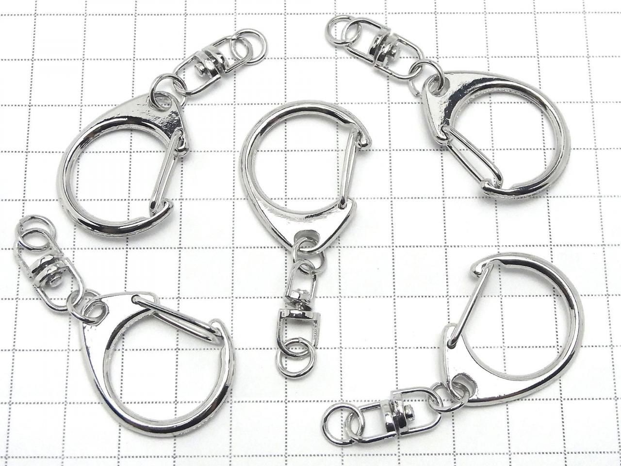 Metal parts Eggplant Ring (Keychain) [Large size] Silver 3 pcs