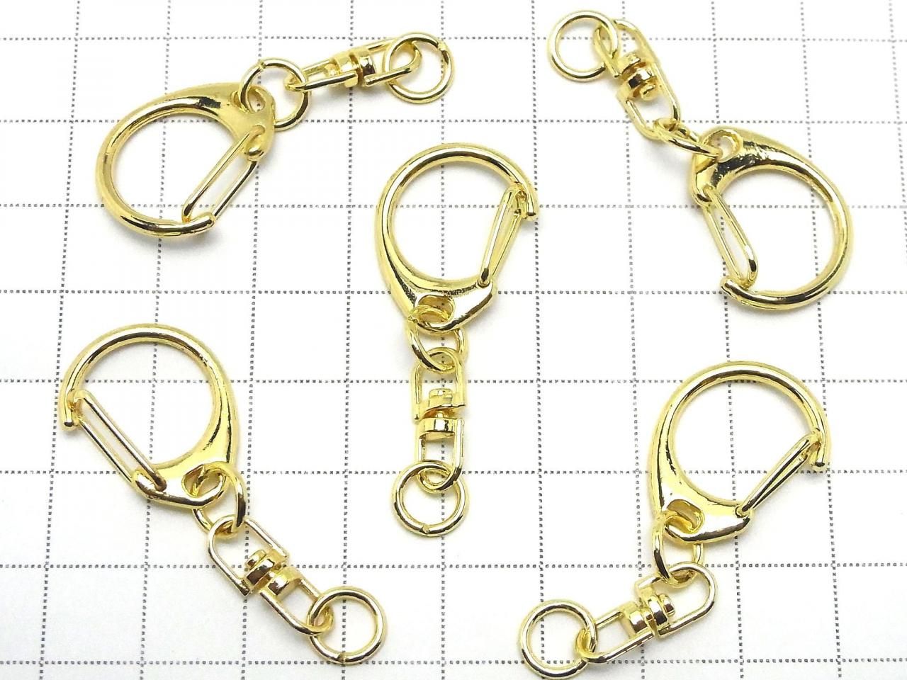 Metal parts Eggplant Ring (Keychain) [S size] Gold 3 pcs