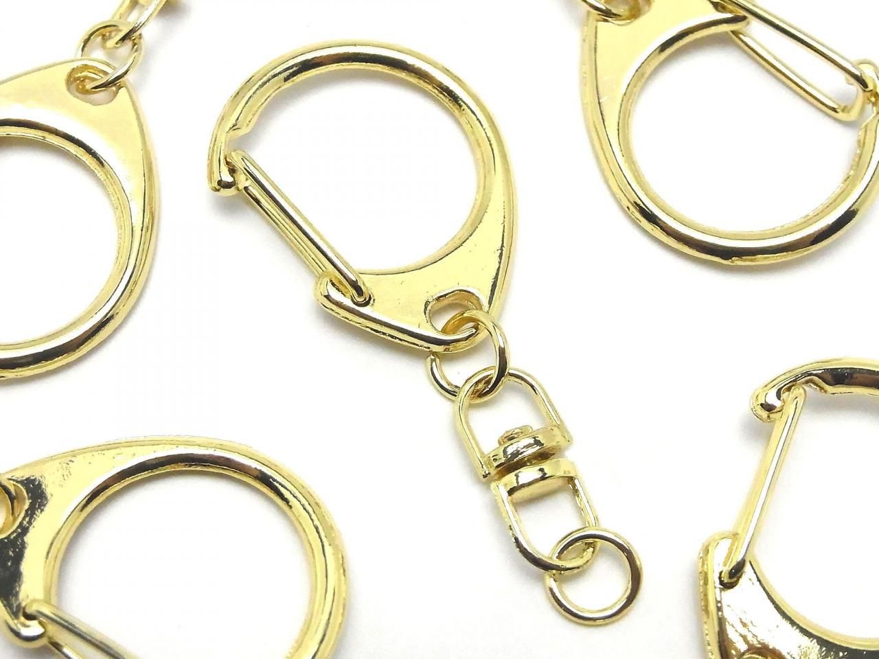 Metal parts Eggplant Ring (Keychain) [Large size] Gold 3 pcs