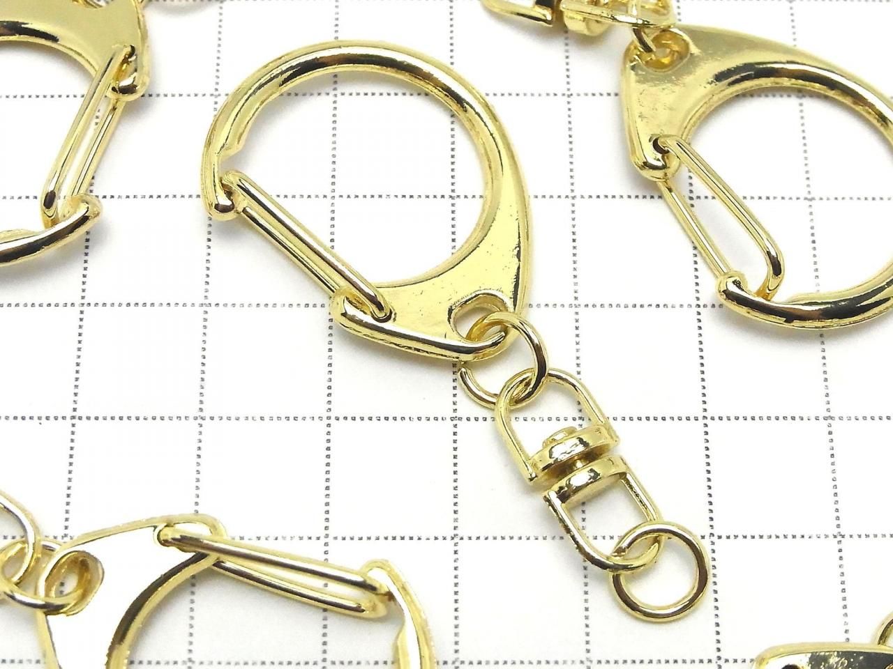 Metal parts Eggplant Ring (Keychain) [Large size] Gold 3 pcs
