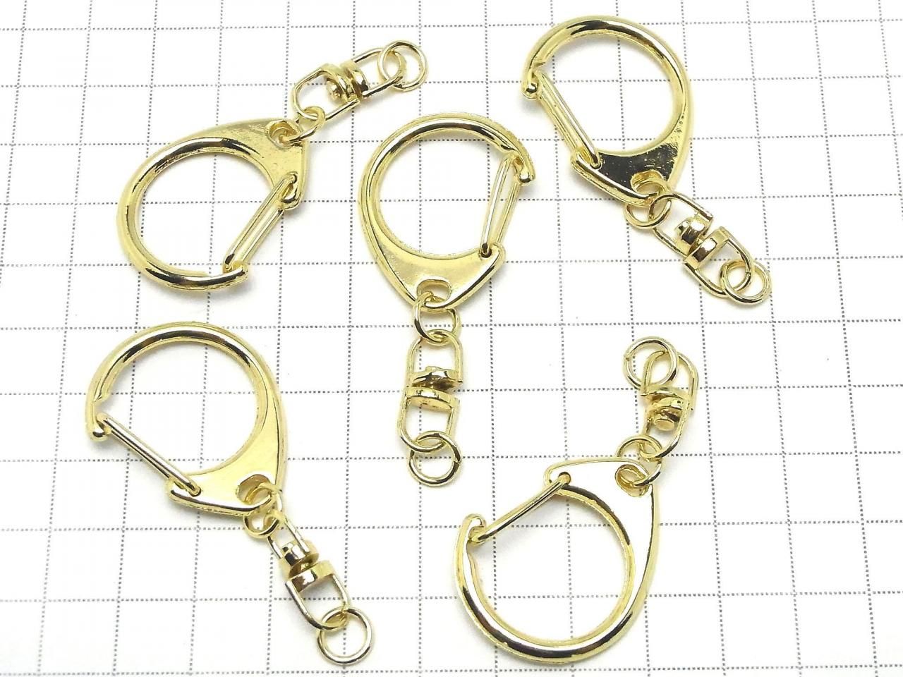 Metal parts Eggplant Ring (Keychain) [Large size] Gold 3 pcs