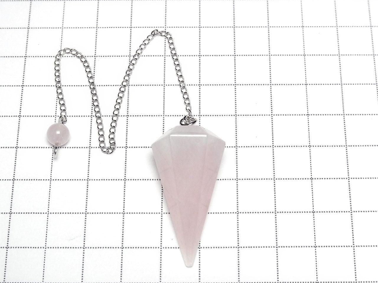 Rose Quartz AA++ Pendulum 36x19x19mm with Chain 1pc