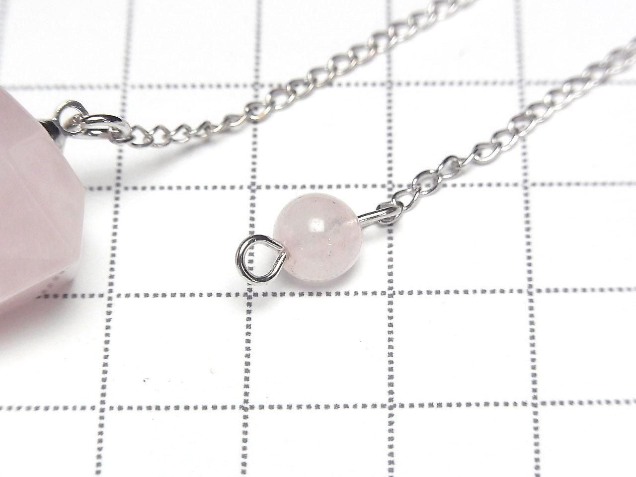 Rose Quartz AA++ Pendulum 36x19x19mm with Chain 1pc